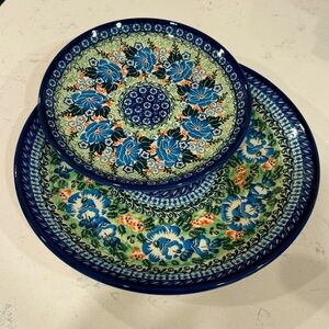 Set of 2 UNIKAT Ceramika Artystyczna Plates Polish Pottery Z Spychalska